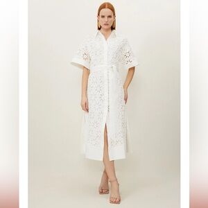 Karen Millen Cotton Embroidered Shirt Maxi Dress – NWT – US 12